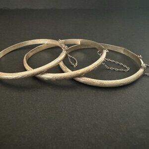 Sterling Silver Bangle Bracelets, Set of 3